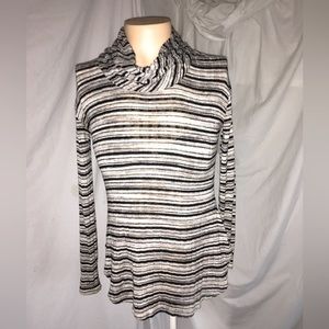 Knox Rose XS Knit Top Long Sleeve, Cowl Neck, Stripped Sweater